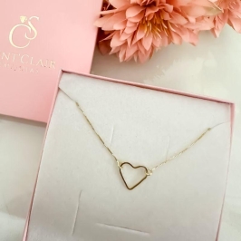 Colar veneziana pingente coração vazado