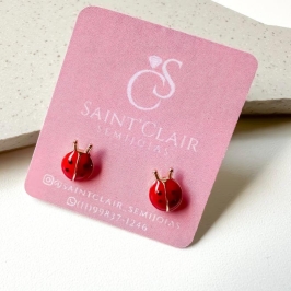 brinco joaninha resina 9mm