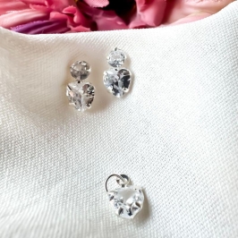 CONJUNTO ZIRCONIAS CORAÇÃO CRISTAL BRINCO + PINGENTE