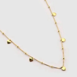 Colar coração plaquinha c/ bolinha 35cm c/ extensor 4.5cm