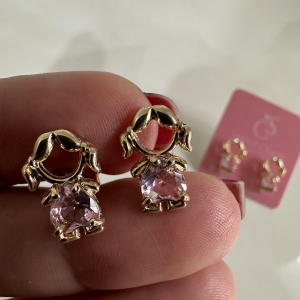 brinco filho coração rosa