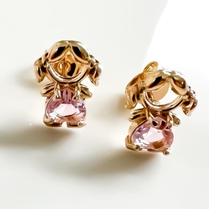 brinco filho coração rosa