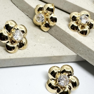 brinco flor cheia com zirconia