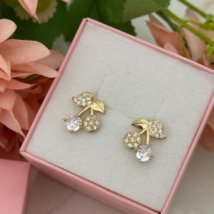 Brinco cereja galho cristal