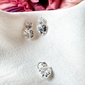 CONJUNTO ZIRCONIAS CORAÇÃO CRISTAL BRINCO + PINGENTE