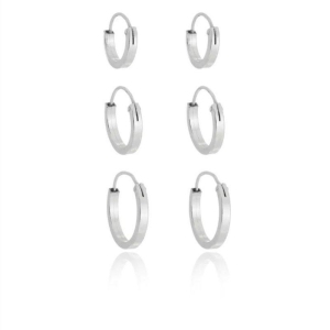 TRIO DE ARGOLA 14MM 16MM 18MM FIO QUADRADO 1.3MM