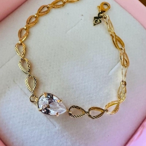 pulseira elo  zirconia cristal gota