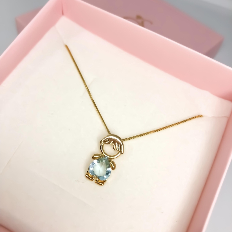 colar veneziana com pingente menino pedra