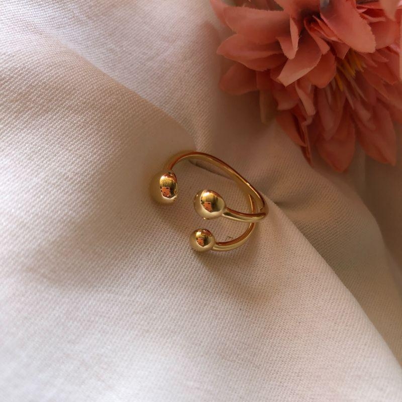 anel tres esferas lisas