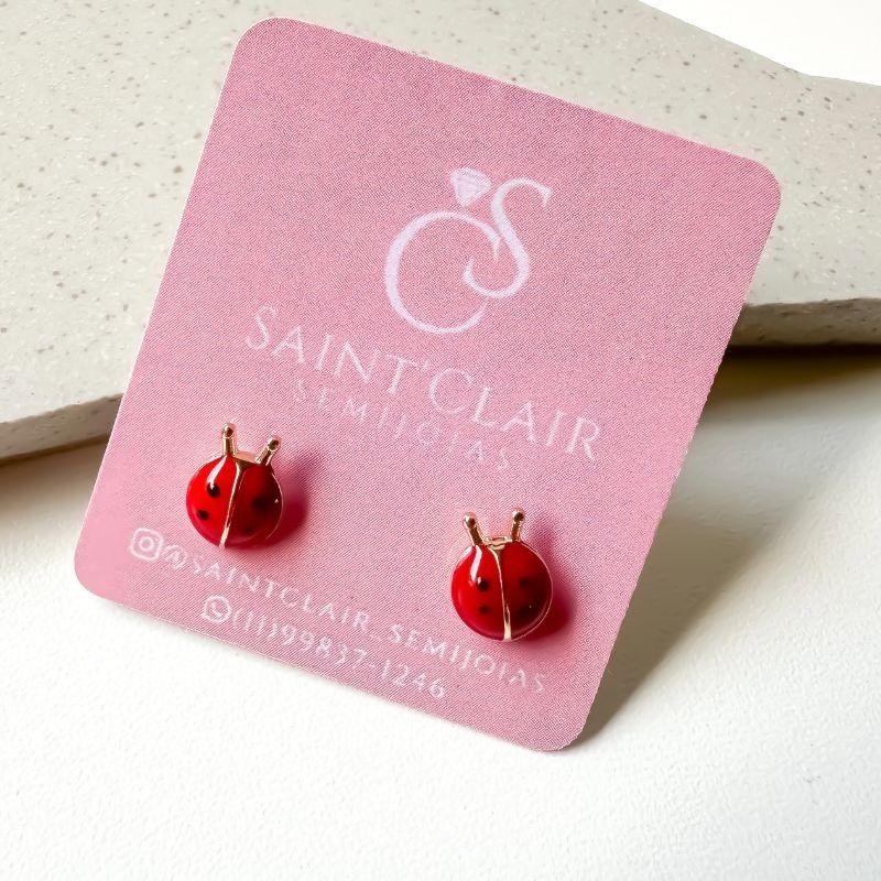 brinco joaninha resina 9mm