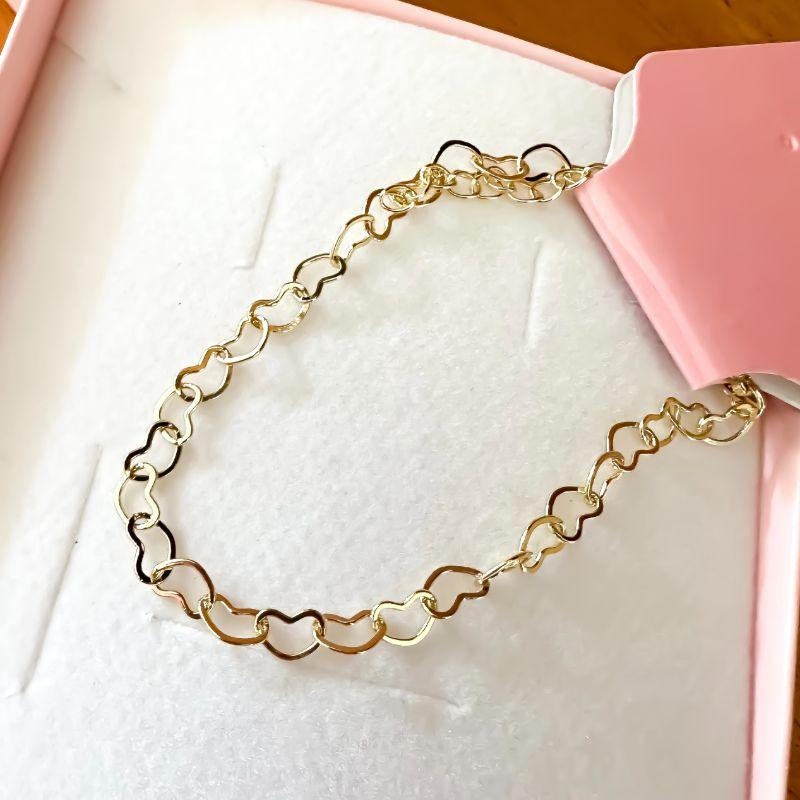 pulseira elo coração 4mm