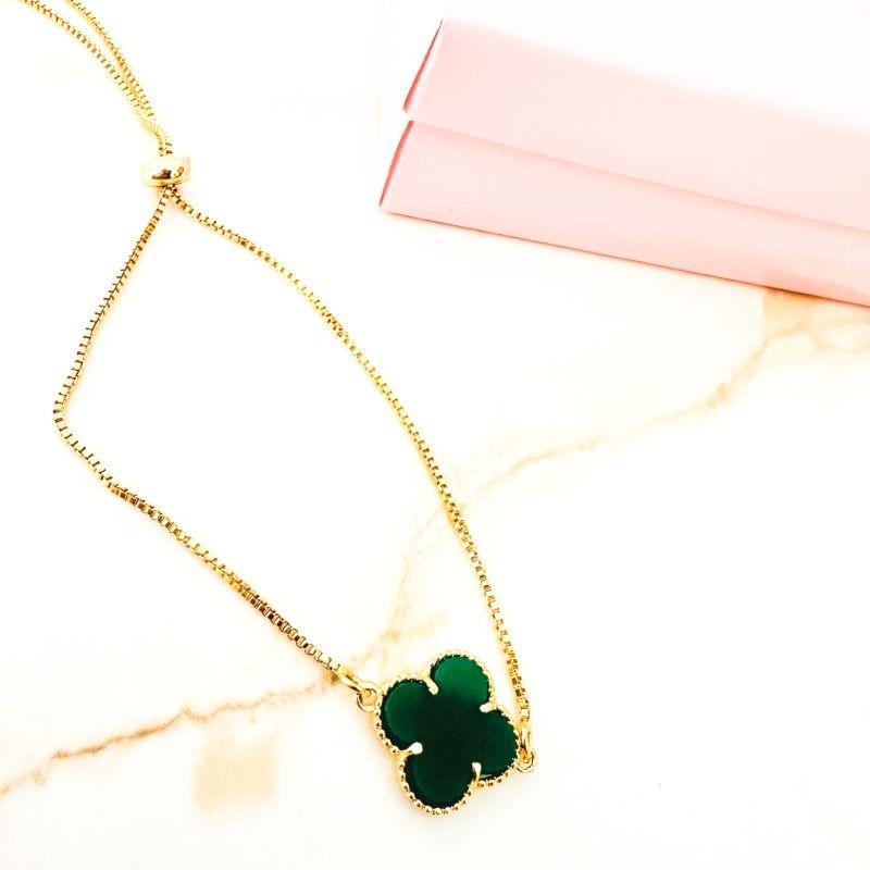 pulseira fecho ajustavel flor trevo acrilico 1,5cm