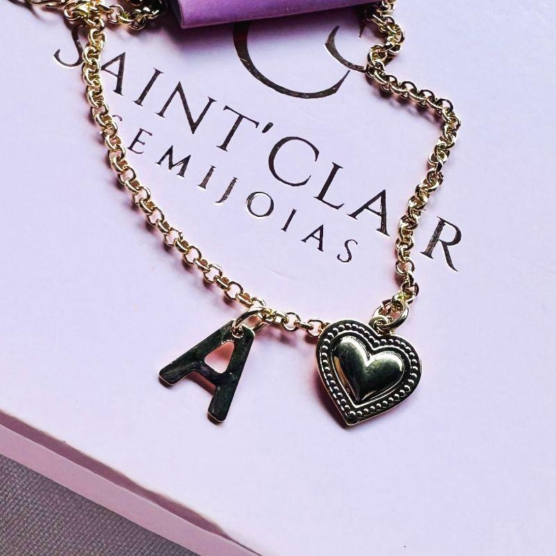 pulseira com coração e inicial