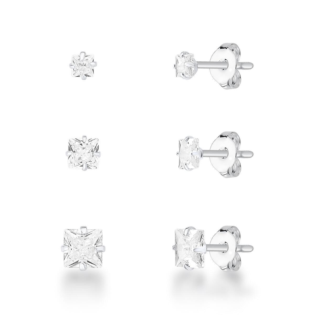 Trio brinco zirconia carre 3,4,5mm