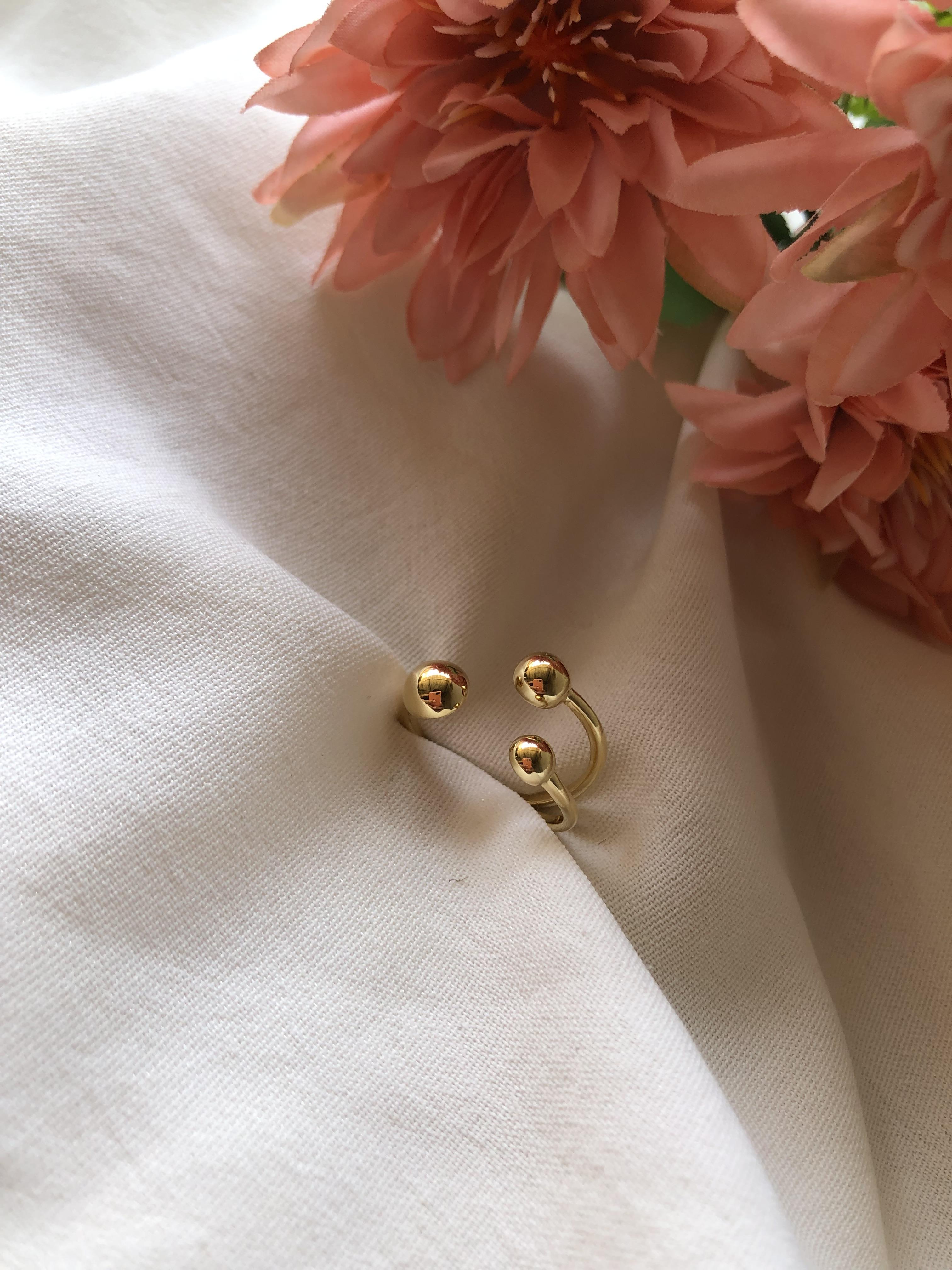 anel tres esferas lisas