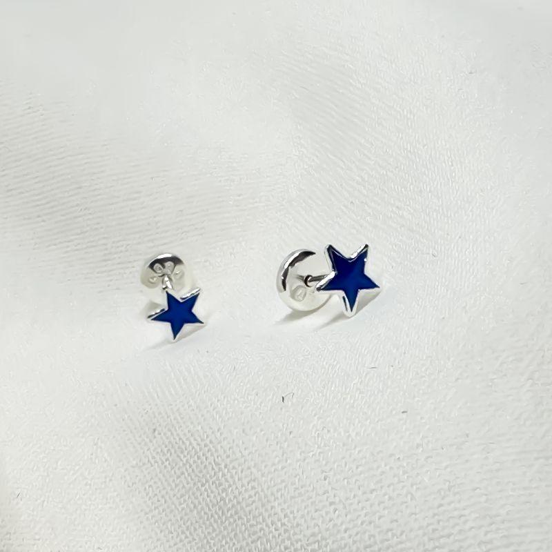 BRINCO BABY ESTRELA AZUL RESINADA 5.5MM
