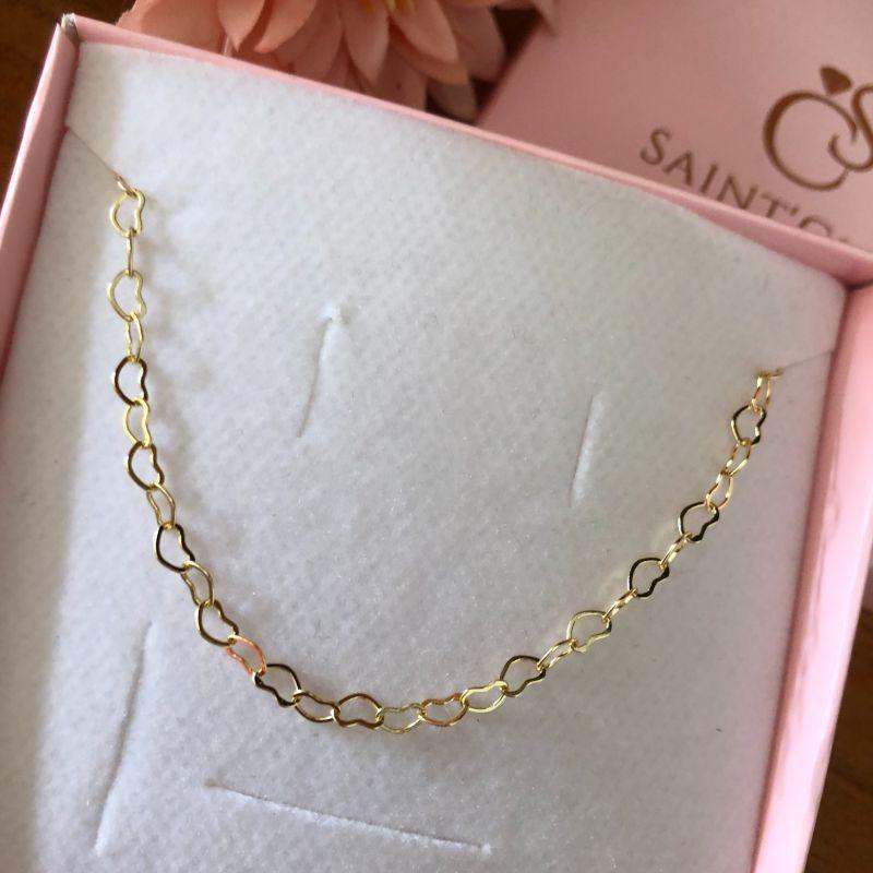 Corrente elo coração 3mm 40cm 4.5cm de extensor