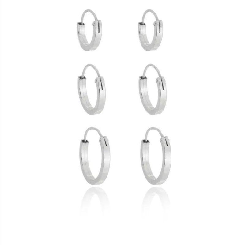 TRIO DE ARGOLA 14MM 16MM 18MM FIO QUADRADO 1.3MM